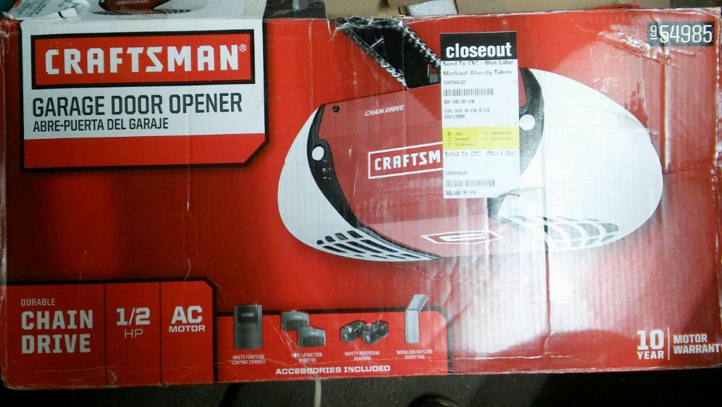 CRAFTSMAN 1/2 HP GARAGE DOOR OPENER CHAIN DRIVE 2 REMOTES & KEYLESS ...