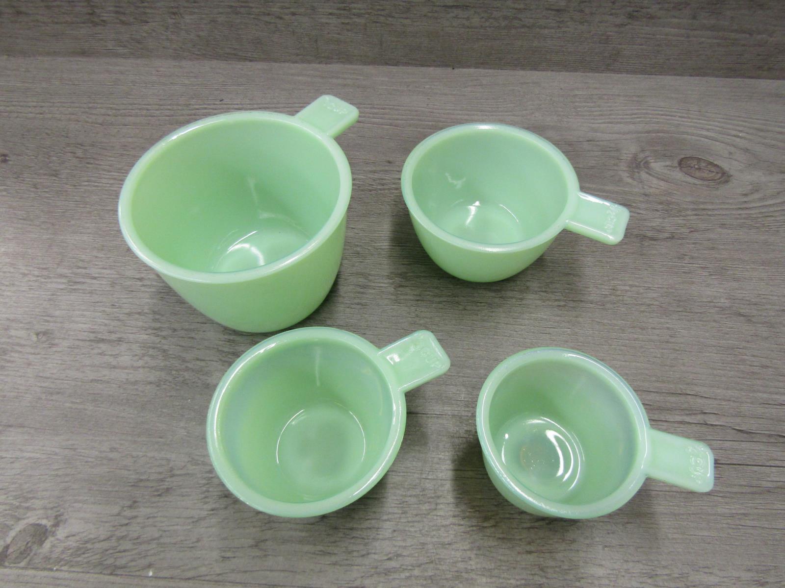 Vintage Style Jadeite Green Glass Measuring Cup Set Beautiful Near ...