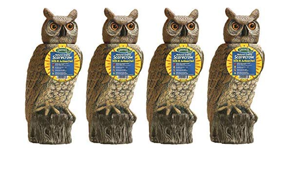 4 Pack Dalen Rotating Head Great Horned Owl Natural Enemy Scarecrow Owl