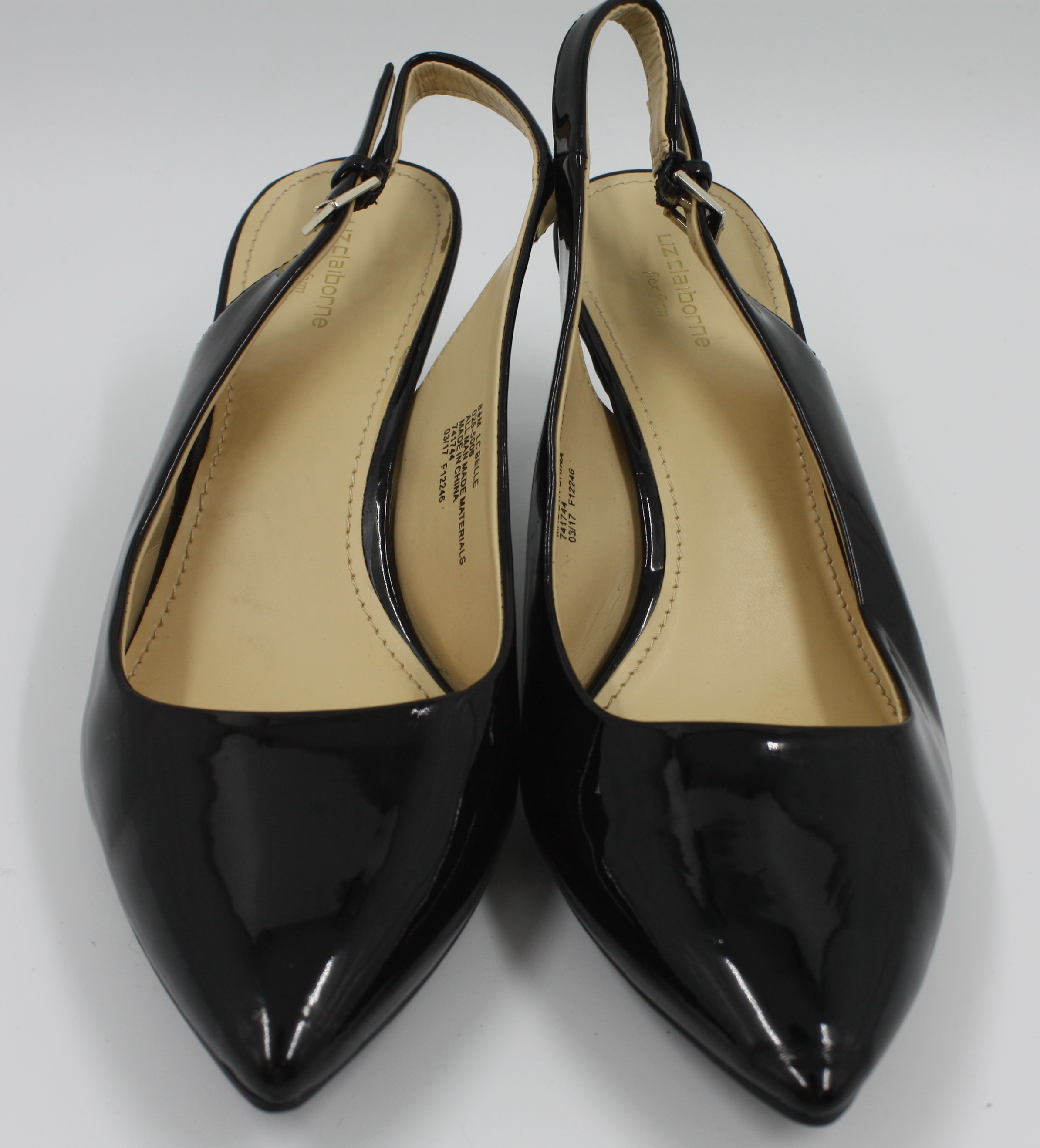 Liz Claiborne Flex Form Ladies Womens Black Patent Slingback Heels ...