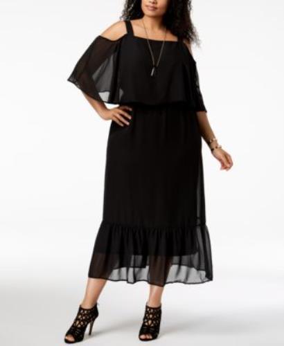 black straight neck maxi dress