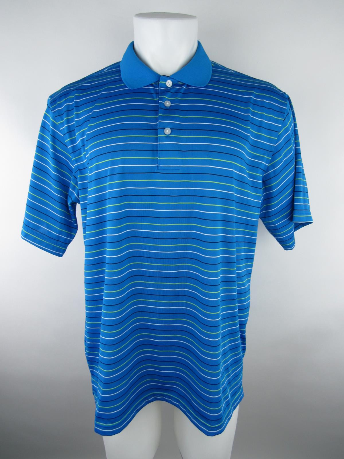 George Men's sz L Blue Polyester Striped Golf Polo Activewear Short ...