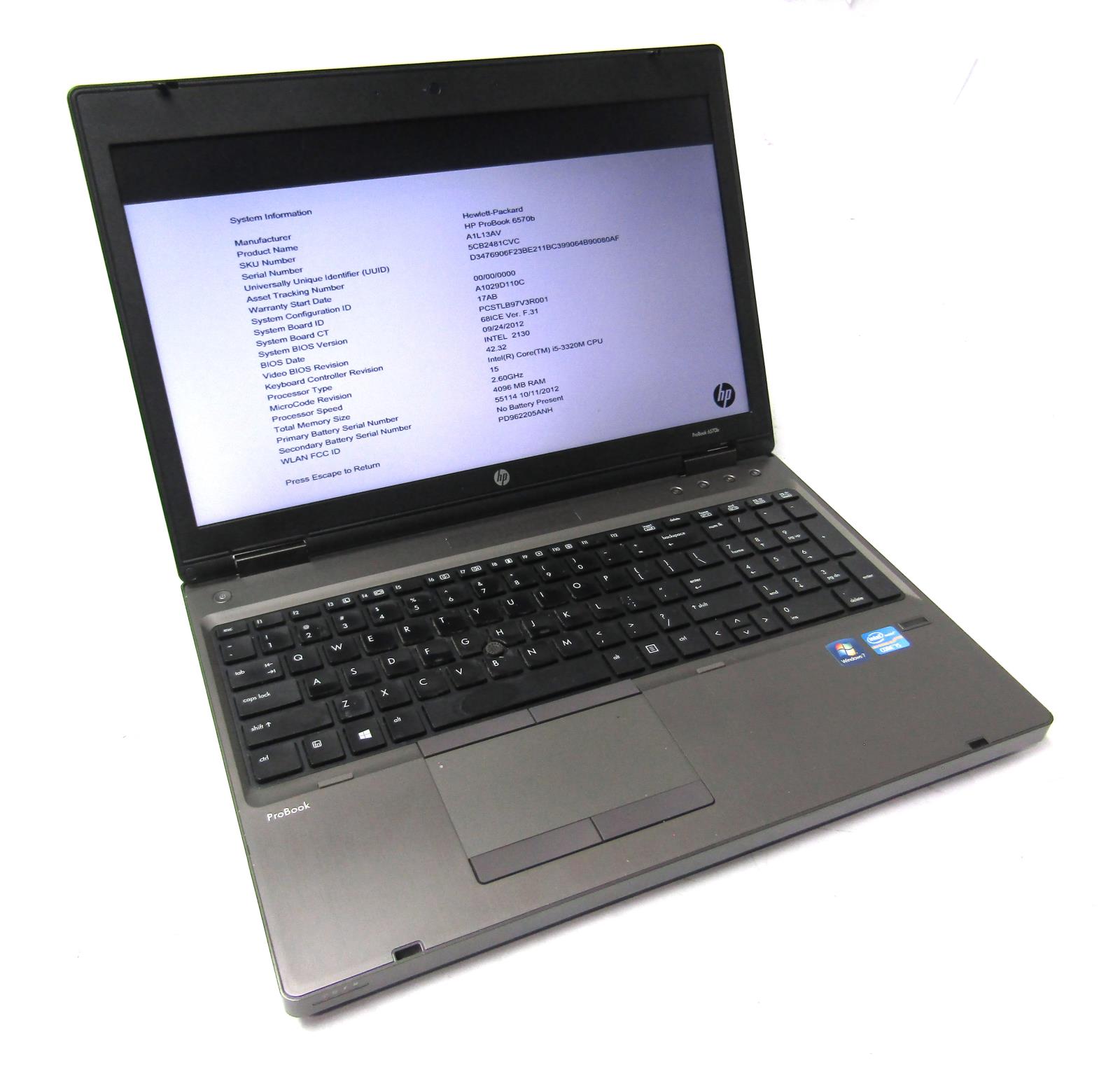 Hp Probook 6570b 156 Laptop 260ghz Core I5 3320m 4gb Ddr3 Dvd Rw Ebay 0110