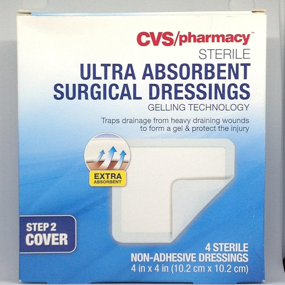 CVS Sterile Ultra Absorbent Surgical Dressings 4 Count Step 2 Cover 4
