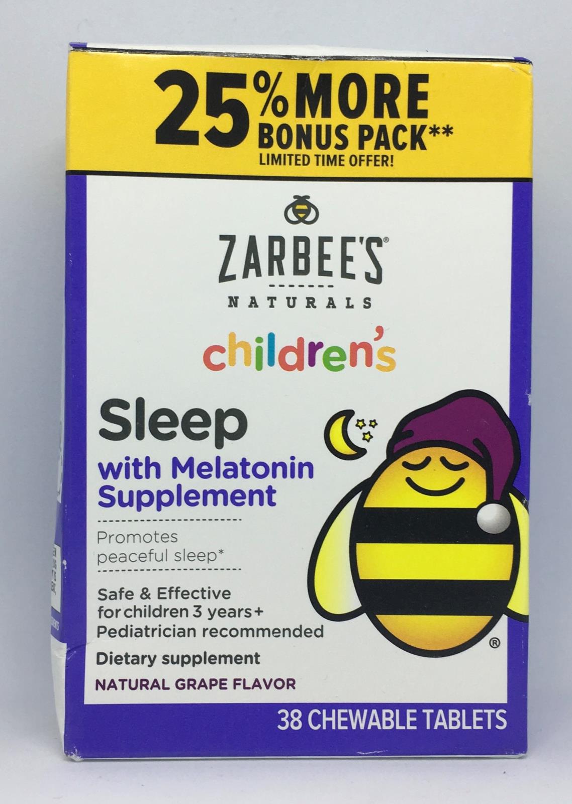Zarbee's Naturals Children's Sleep Aid with Melatonin 38 Chew Tablet