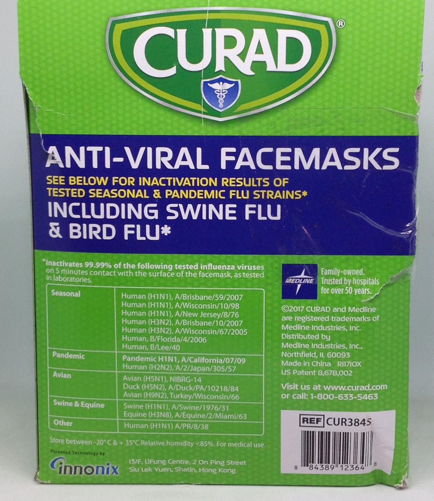 Curad Antiviral Medical Face Mask Pleated Box of 8 CUR384S Open Box eBay