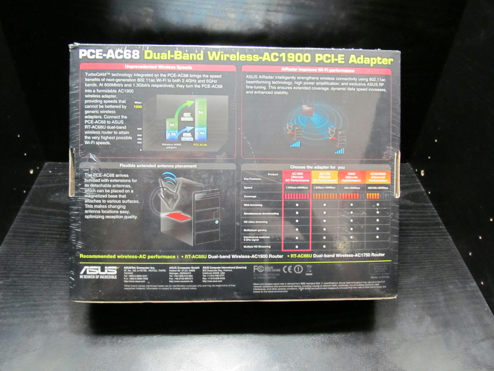 asus pce ac68 pci express dual band wireless ac1900 adapter