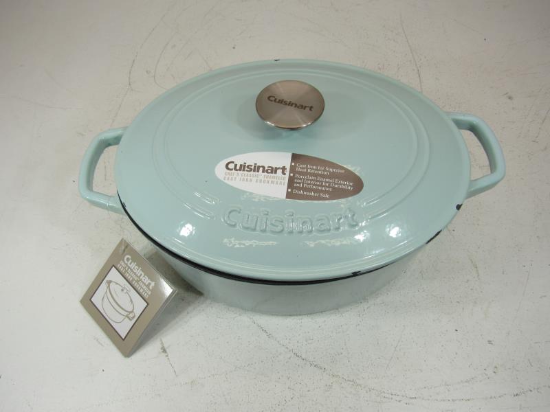 Cuisinart 5.5 Qt Cast Iron Dutch Oven Lid Blue Stovetop Oven OVAL