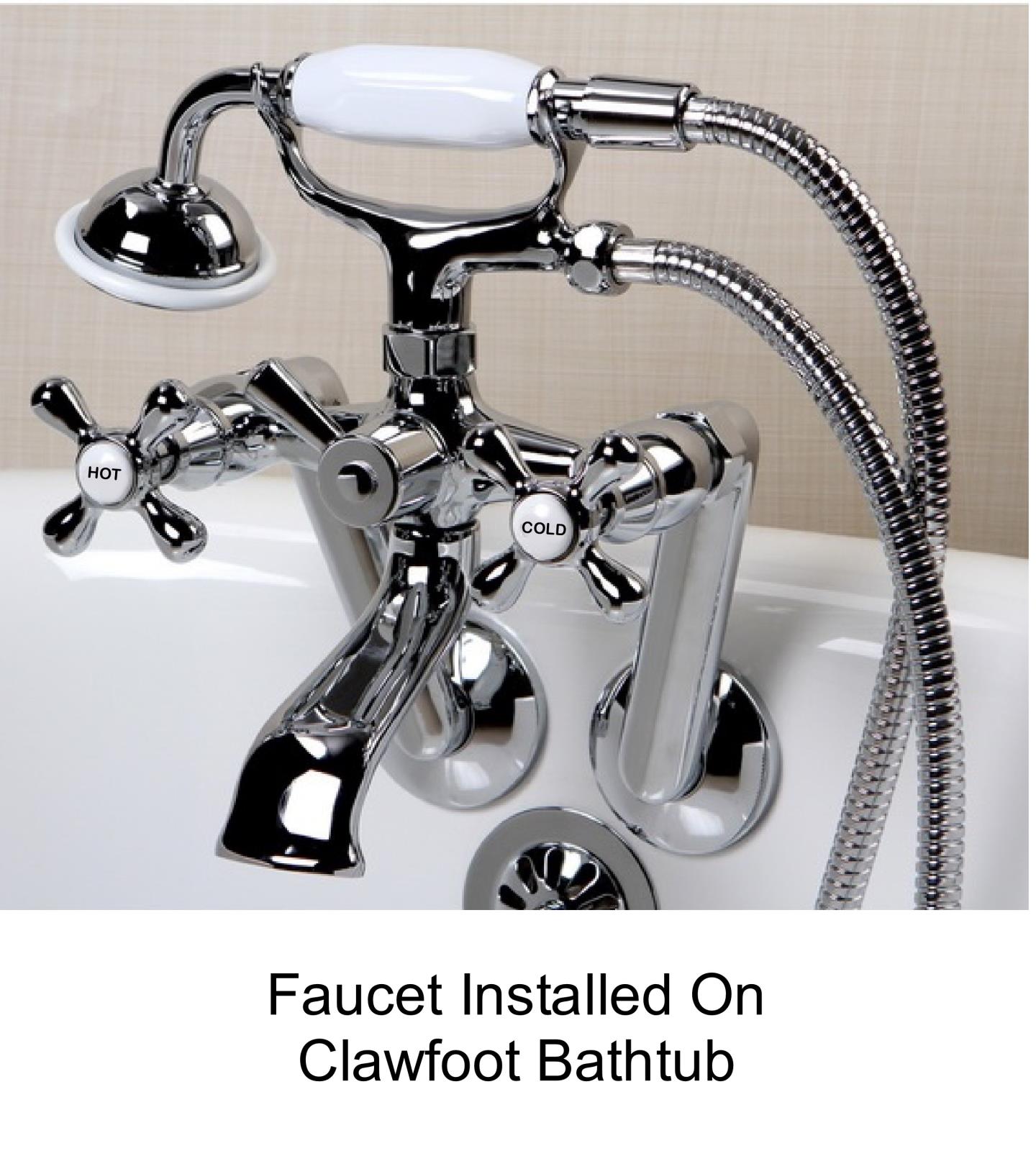 Chrome Clawfoot Tub Mounted Faucet With Hose & Hand Spray eBay
