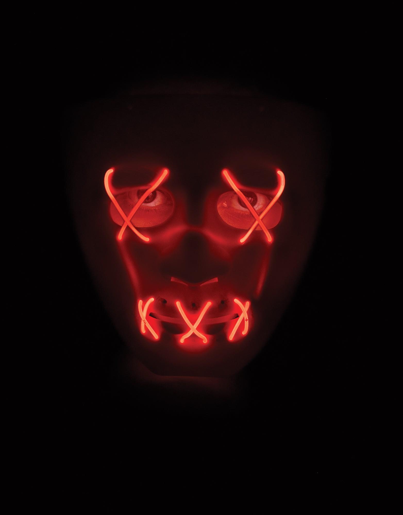Scary Glowing Light up Purge Mask White Face with Glowing Red Wire | eBay