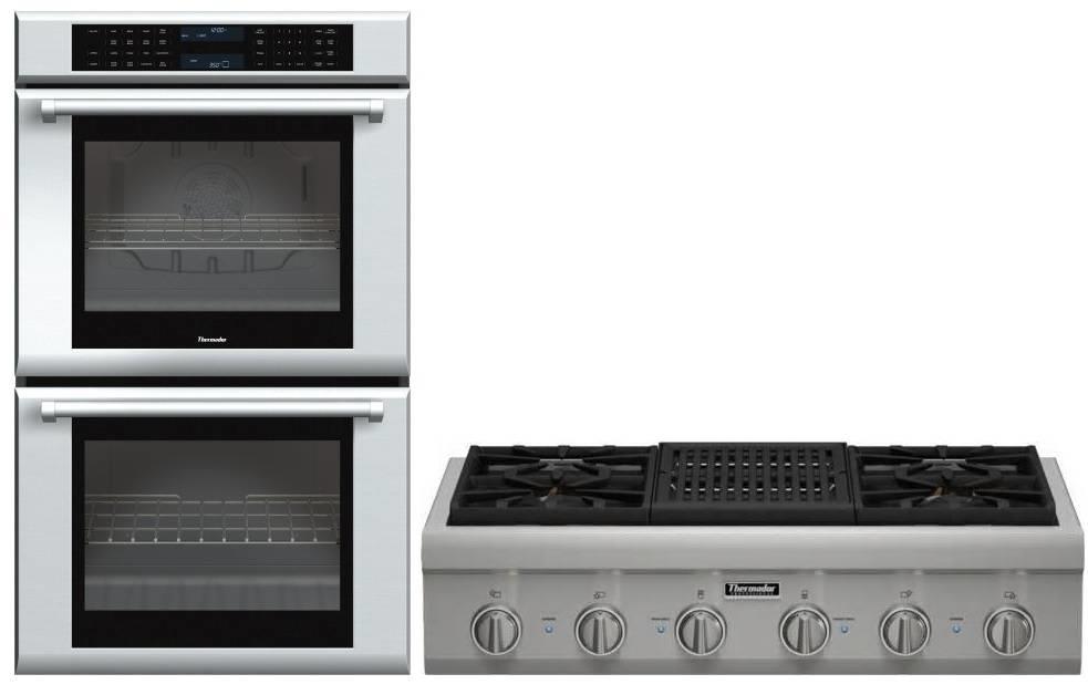 Thermador Series Rangetop Double Oven Stainless Set Med302jp