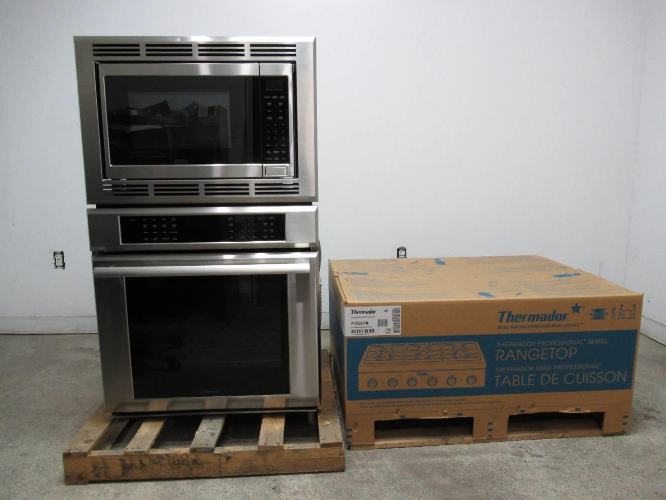 Thermador Microwave Oven Combination + Rangetop SS Set MEDMC301JS