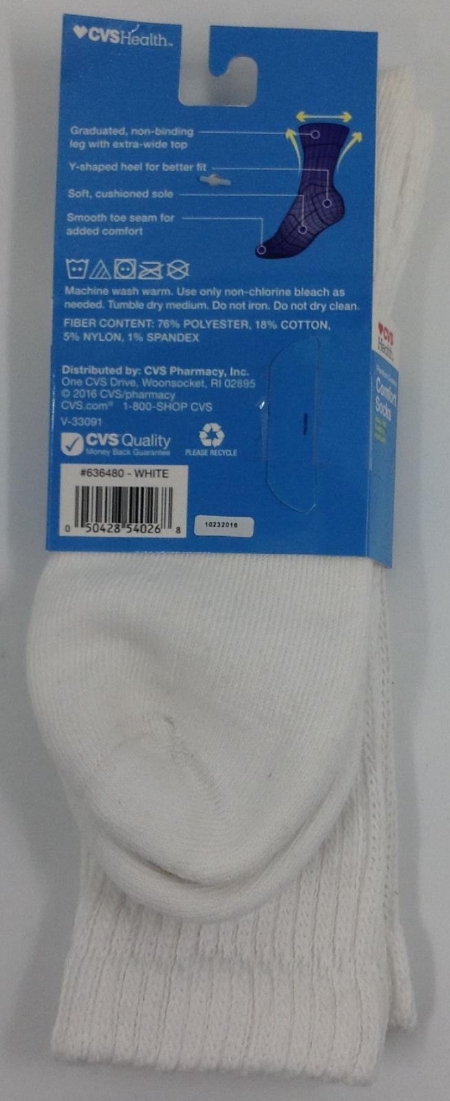 CVS Premium Cushion Comfort Socks White 1 Pair Diabetes Footcare Unisex ...