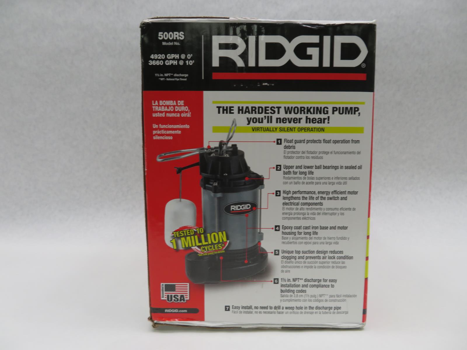 Ridgid 12 Hp Cast Iron Submersible Sump Pump 500rs 40066217592 Ebay 