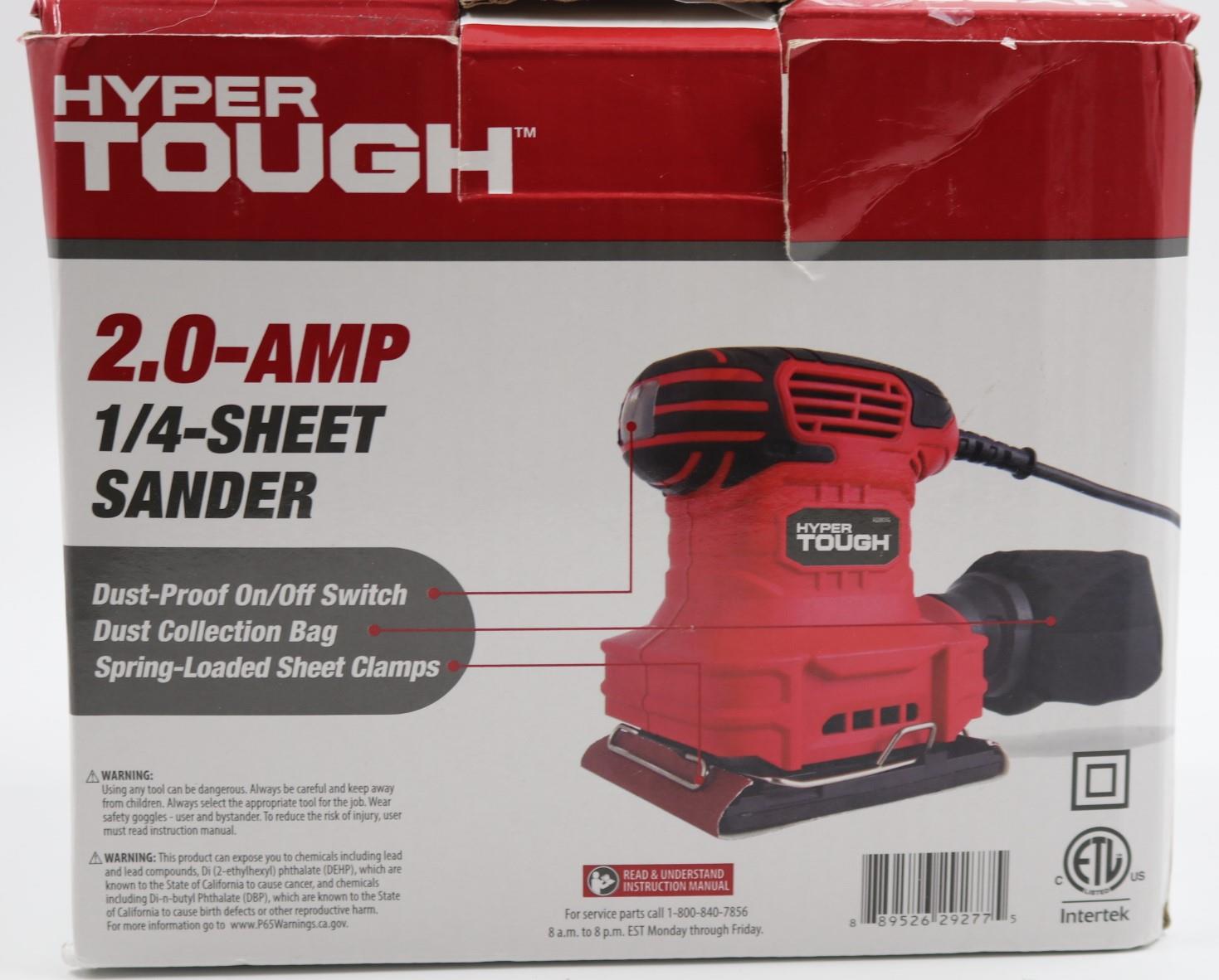 Hyper Tough 2.0 AMP 1/4 Sheet Sander Red Open Box Tested 889526292775
