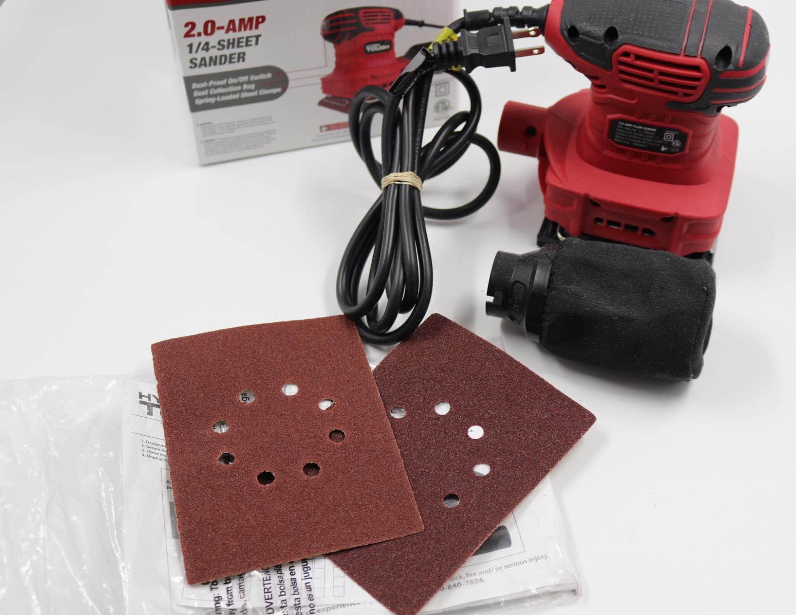 Hyper Tough 2.0 AMP 1/4 Sheet Sander Red Open Box Tested 889526292775