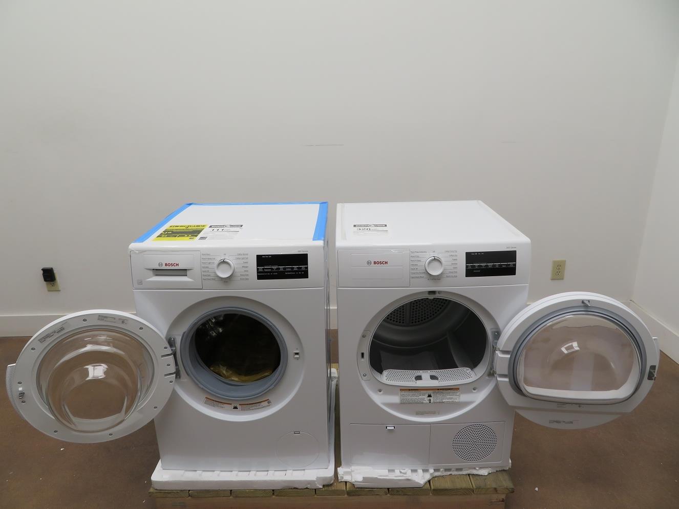 Bosch 300 Front Load Washer And Dryer White WAT28400UC / WTG86400UC
