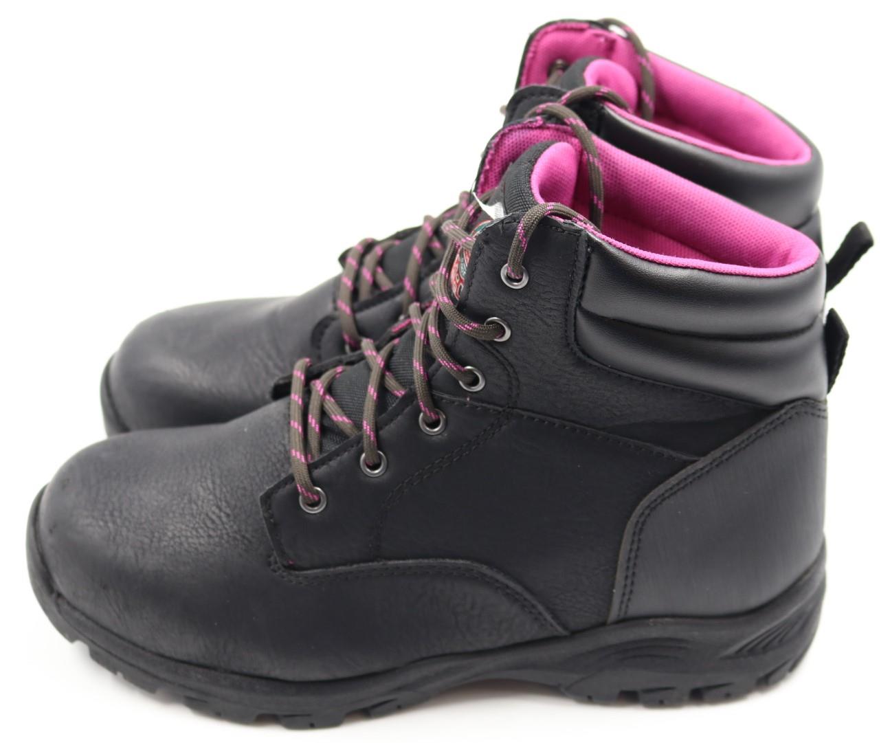 Brahma Womens Ladies Black Purple Workboots Steel Toe Combat Boots Size 