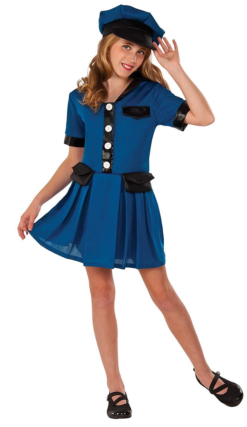 Police Officer Lady Cop Girls Halloween Dress Up Costume Child Large | eBay