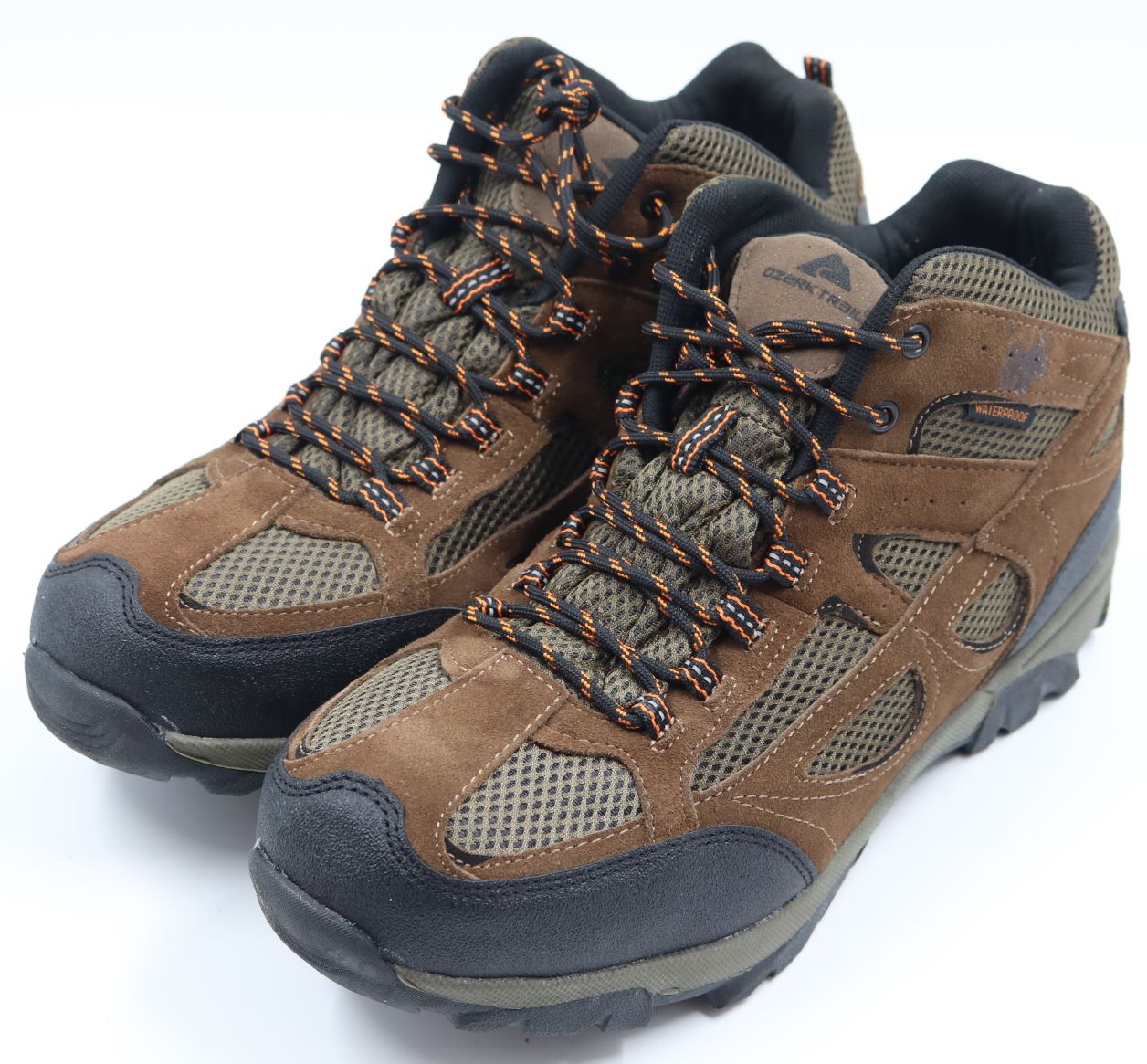 Ozark Trail Mens Brown Leather Waterproof Non-Marking Hiking Boots ...