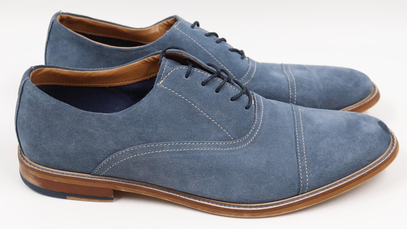 Mens Blue Suede Dress Shoes : Handmade mens Navy blue loafer slip on