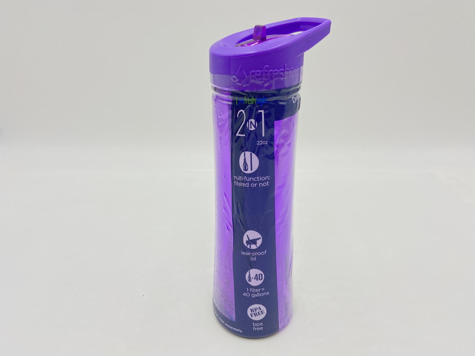 Refresh2go 22 oz Filtered Water Bottle Double Wall Titan Plastic BPA Free