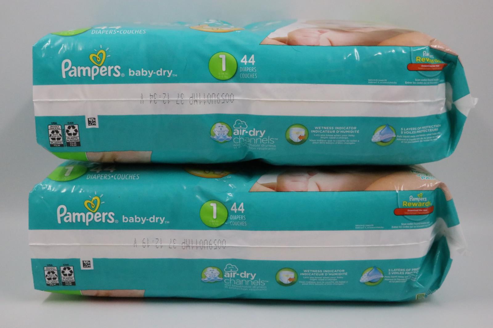 2Pack Pampers Baby Dry Diapers Jumbo Pack Size 1 44ct