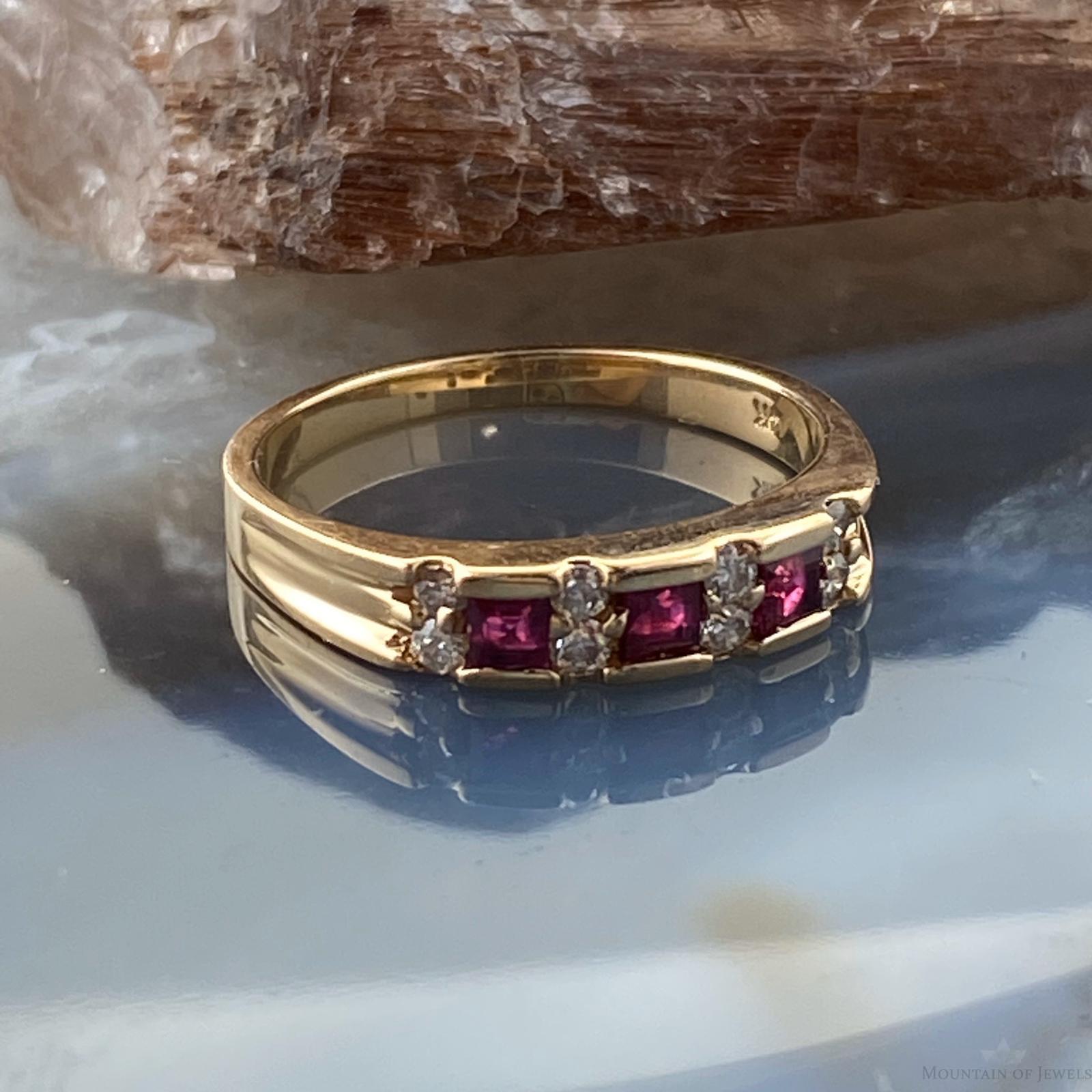 14K Yellow Gold Rubies and Diamonds Band Ring Size 6.25 For Bridal | eBay