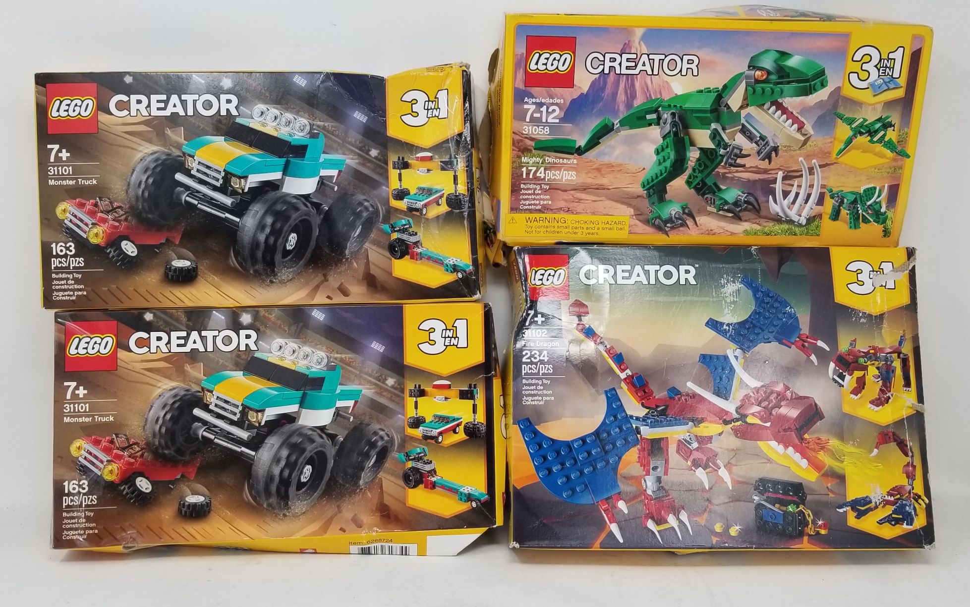 (Lot of 4) Lego Creator Sets - 31101, 31058, 31102 Truck Dinosaur