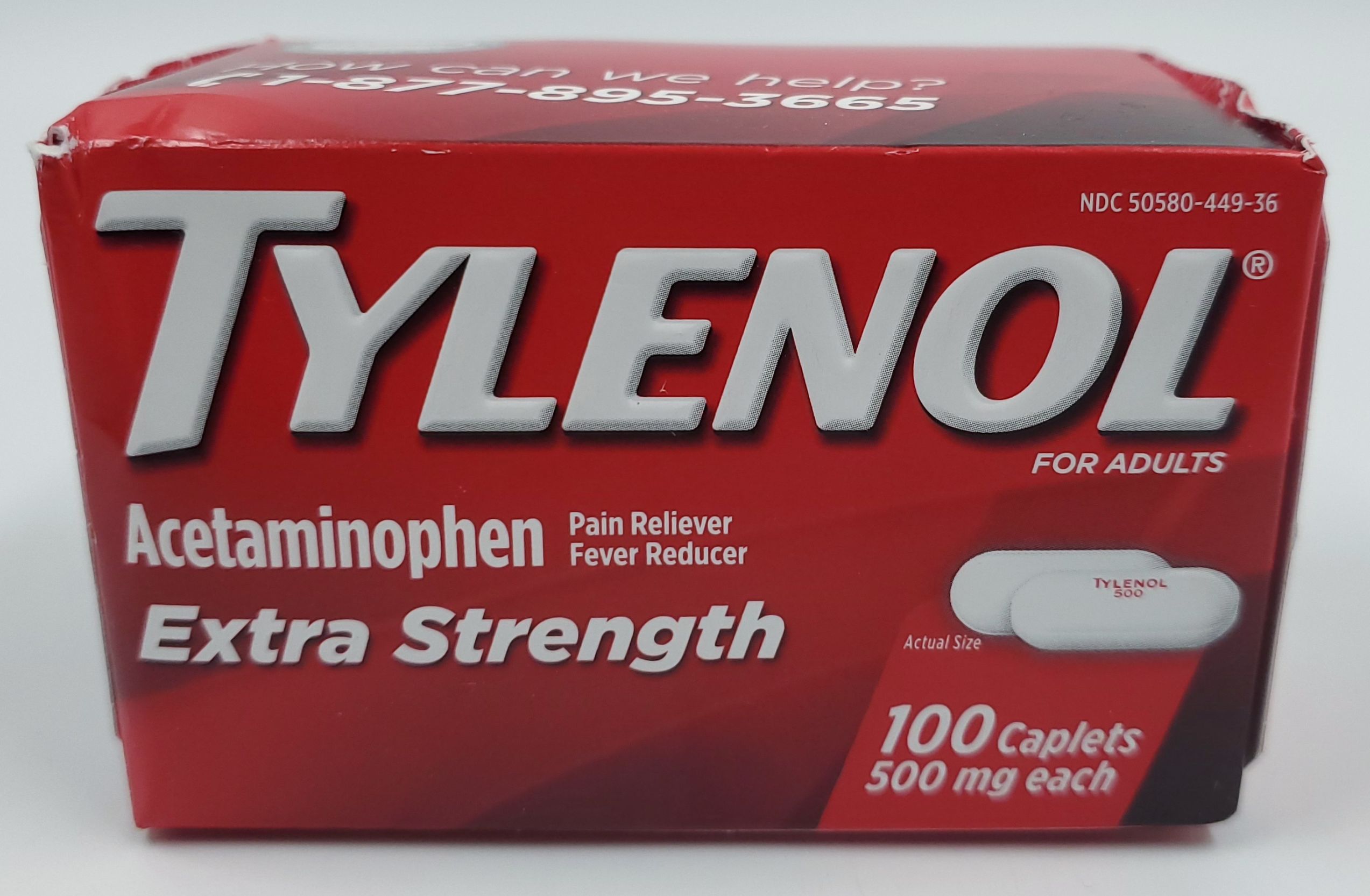 Tylenol For Adults Acetaminophen Extra Strength Pain Reliever 100