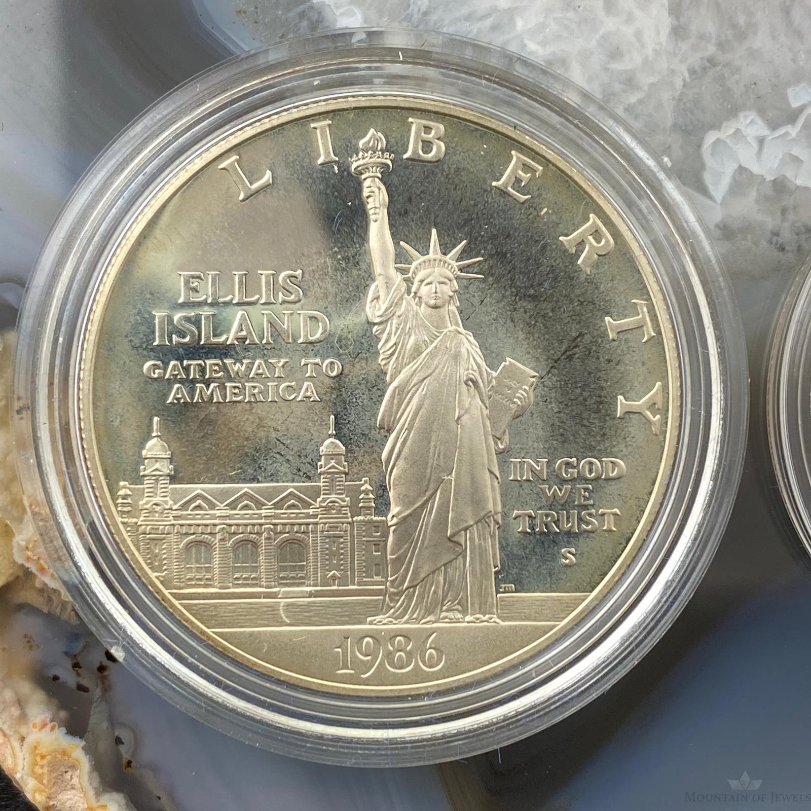 value of a 1986 proof ellis island liberty coins silver half dollar