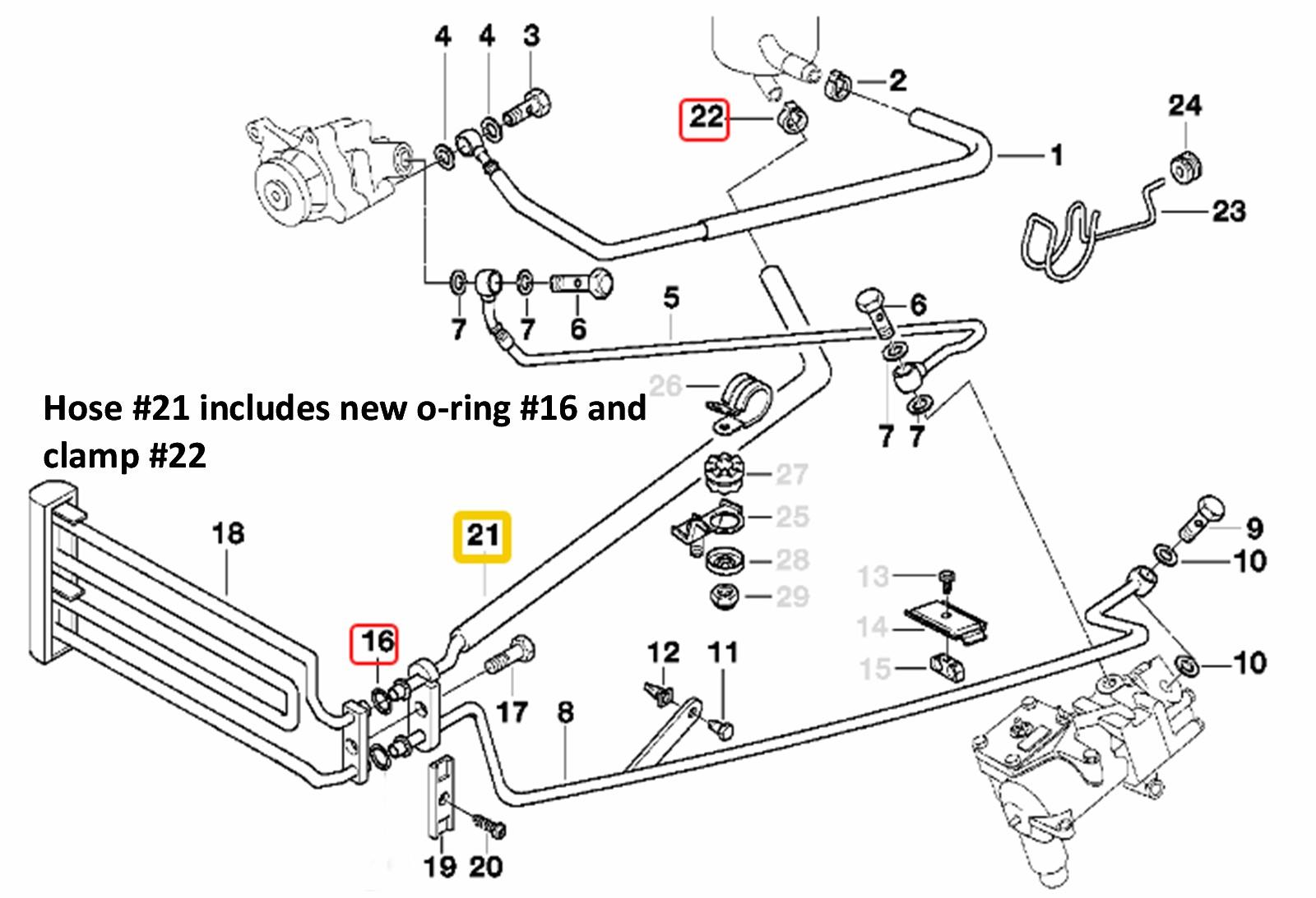 CRP Power Steering Hose Cooling Coil to Fluid Container 199501 BMW