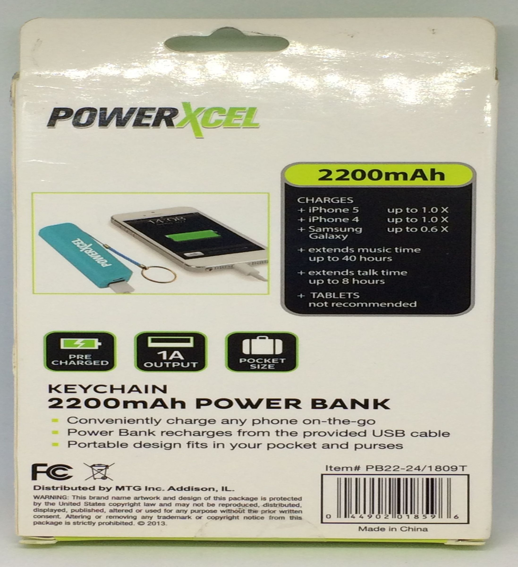 PowerXcel Keychain 2200 mAH Power Bank Blue 44902018596 eBay
