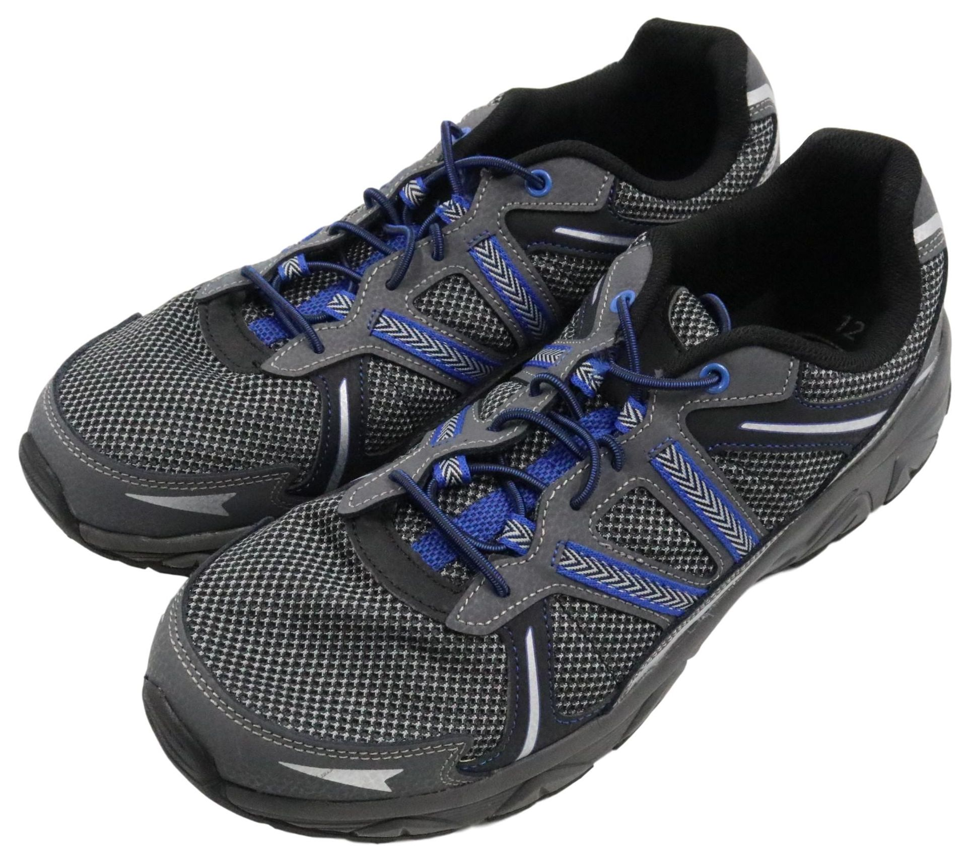 Athletic Works Men's Gray Blue Leather Non-Marking Trail Running Shoe ...