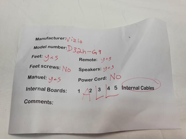 VIZIO D32H-G9 32" TV REPAIR PARTS FEET REMOTE SPEAKERS & INTERNAL BOARD