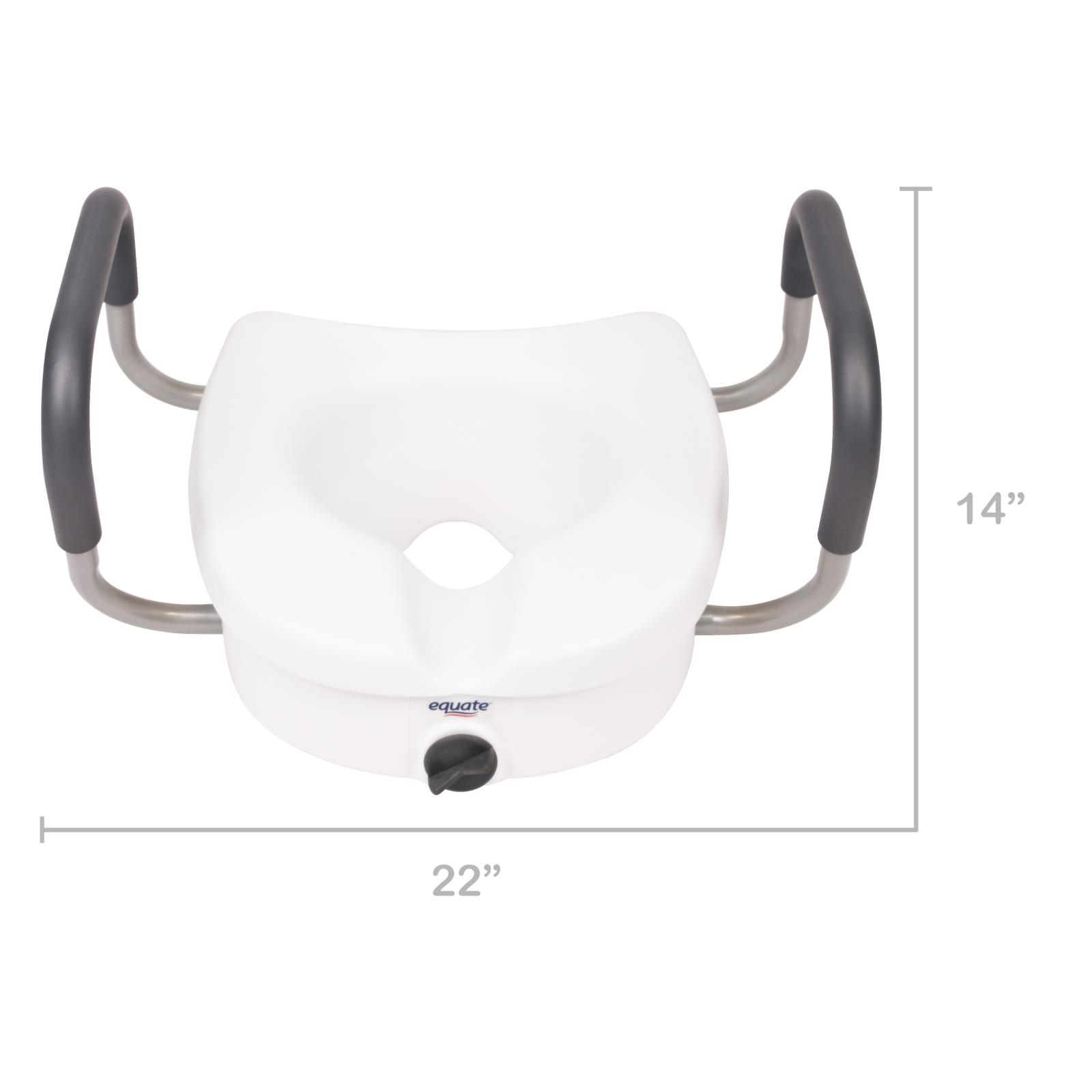 Equate Adjustable Locking Raised Toilet Seat with Handels White