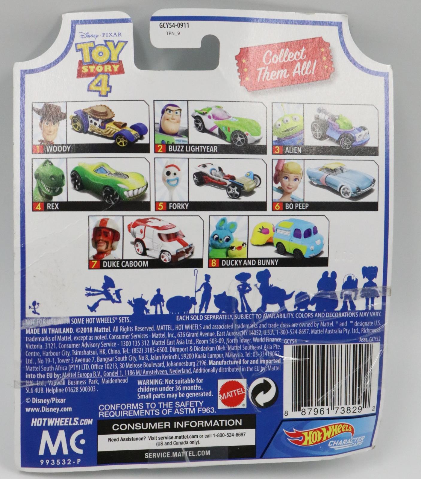 hot wheels toy story 4 complete set of 8 collectible character cars