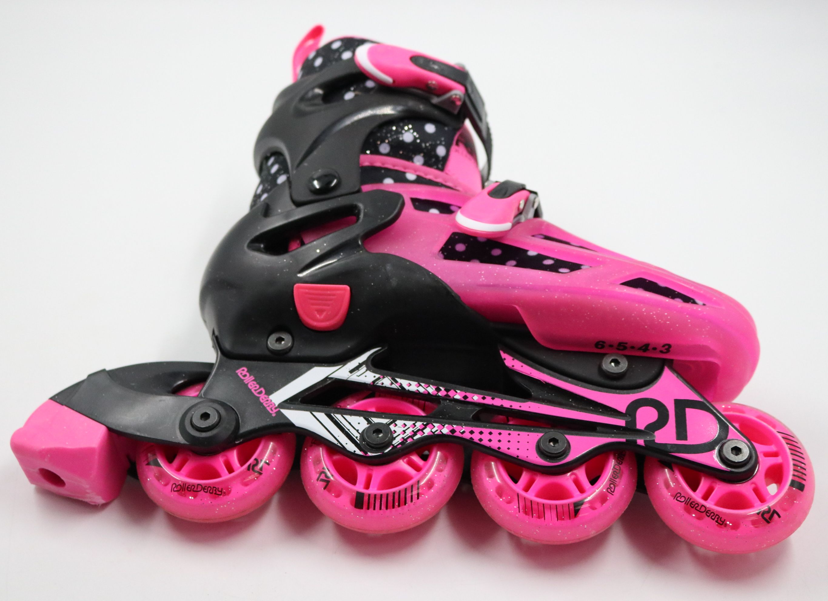 Roller Derby Girls Pinkblack Polka Dot Inline Roller Skates Size 3 6 