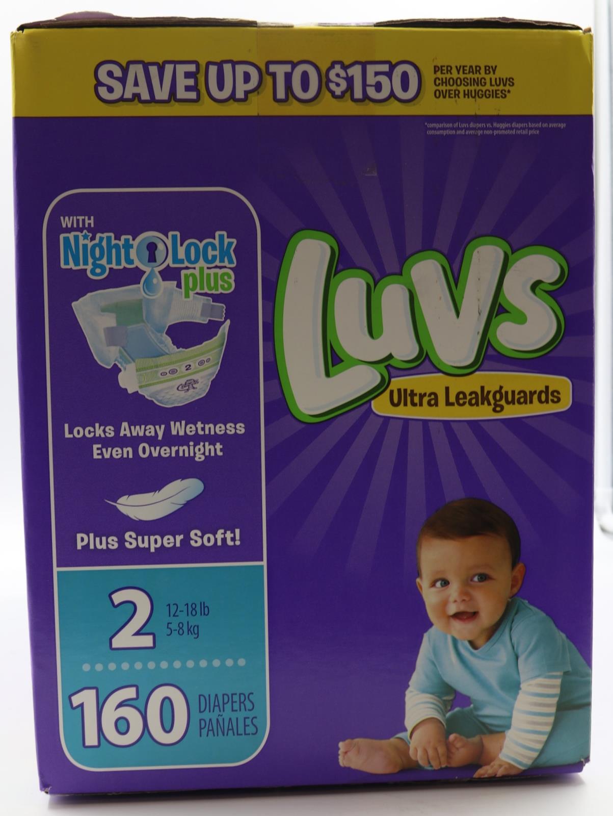 Luvs Ultra Leakguards Night Lock Plus Super Soft Diapers Size 2 160