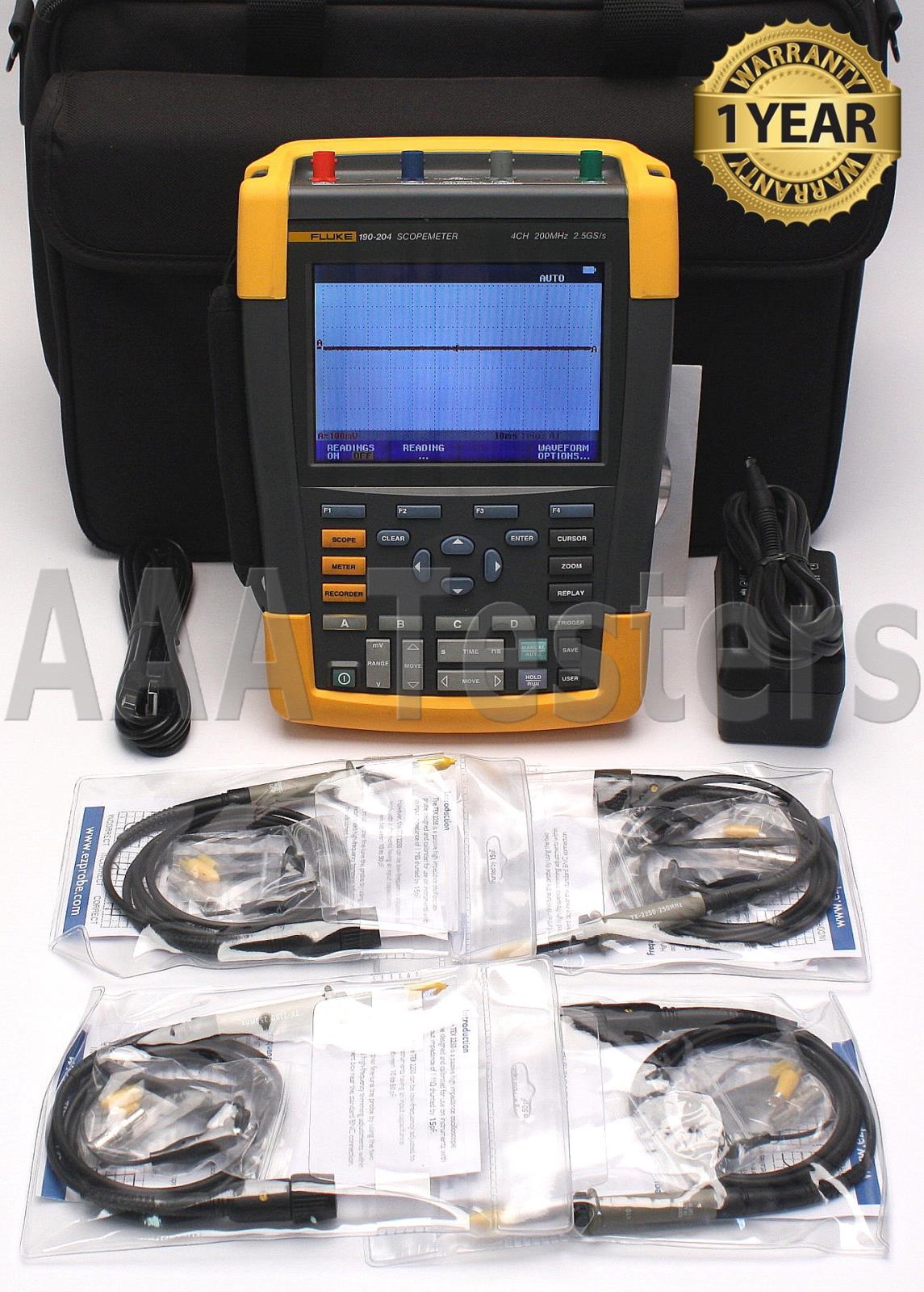 Fluke 190-204 ScopeMeter 2.5GS/s 4 Channel 200MHz Oscilloscope 190 204 ...