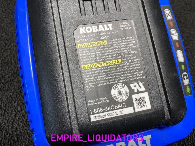 KOBALT 2 PIECE 40VOLT MAX CORDLESS POWER EQUIPMENT BATTERY & CHARGER