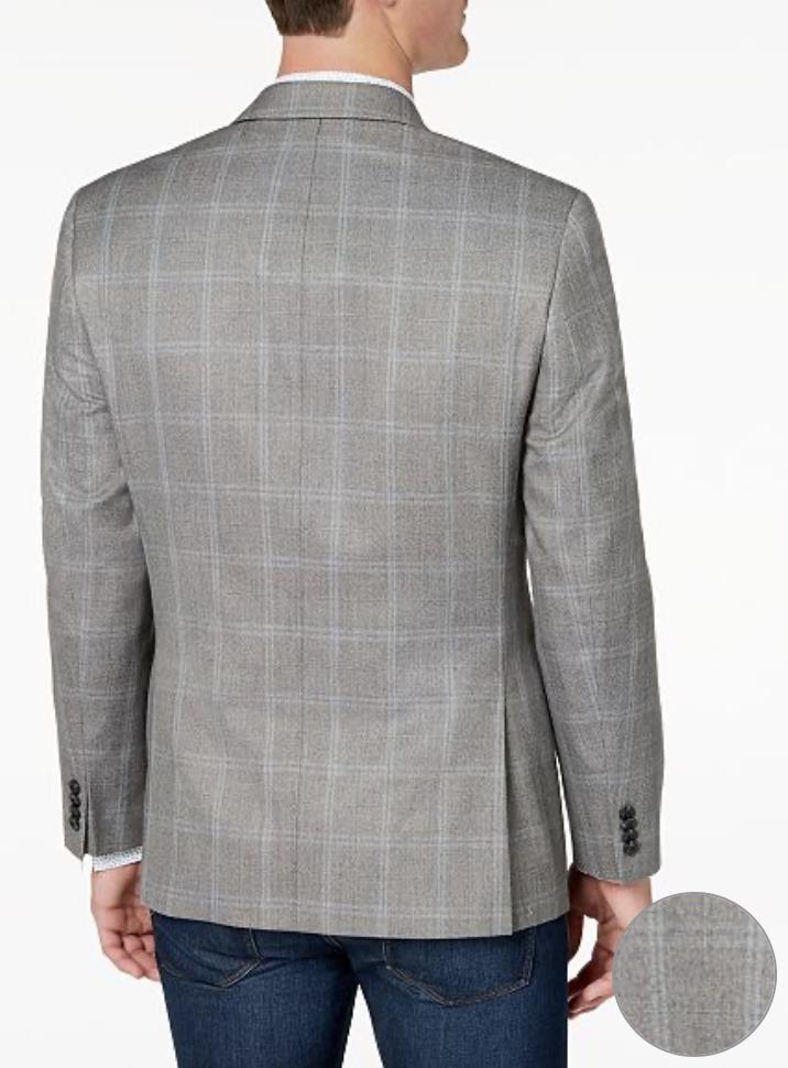 Michael Kors Men's Classic-Fit Grey Plaid Sport Coat Size 44 R New 295 ...