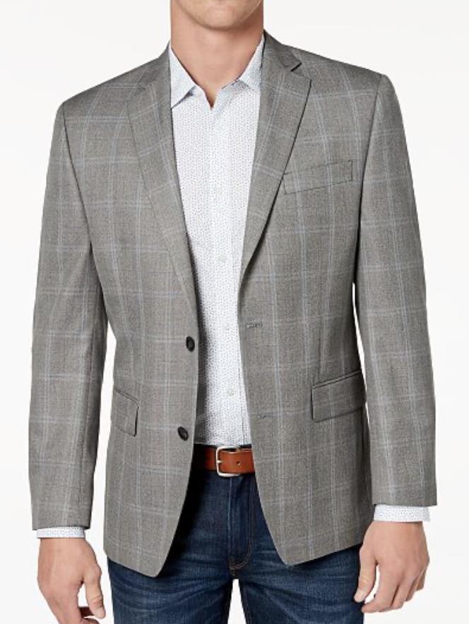 Michael Kors Men's Classic-Fit Grey Plaid Sport Coat Size 44 R New 295 ...