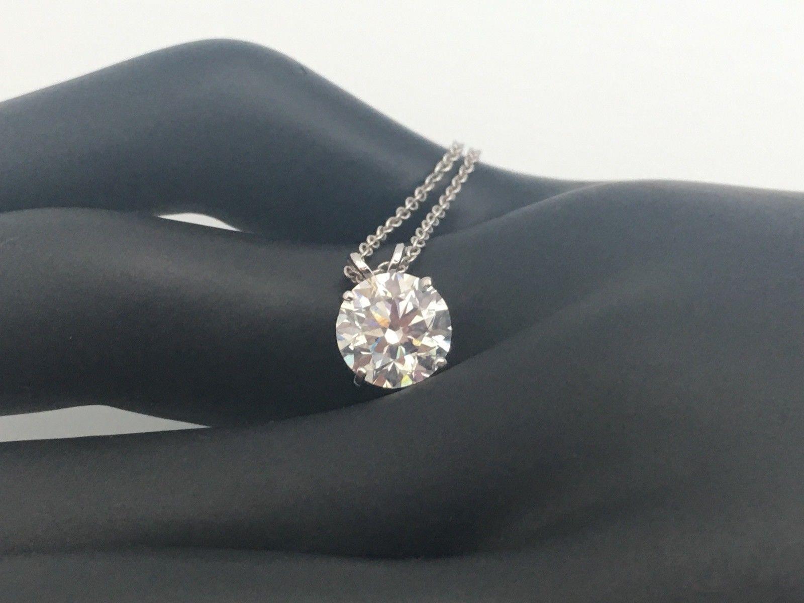 DIAMOND SOLITAIRE PENDANT NECKLACE 1 Carat ROUND CUT D SI1 14K WHITE 