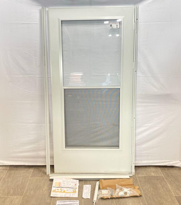 36" X 74" LARSON MOBILE HOME WHITE MID VIEW WOOD CORE STORM DOOR