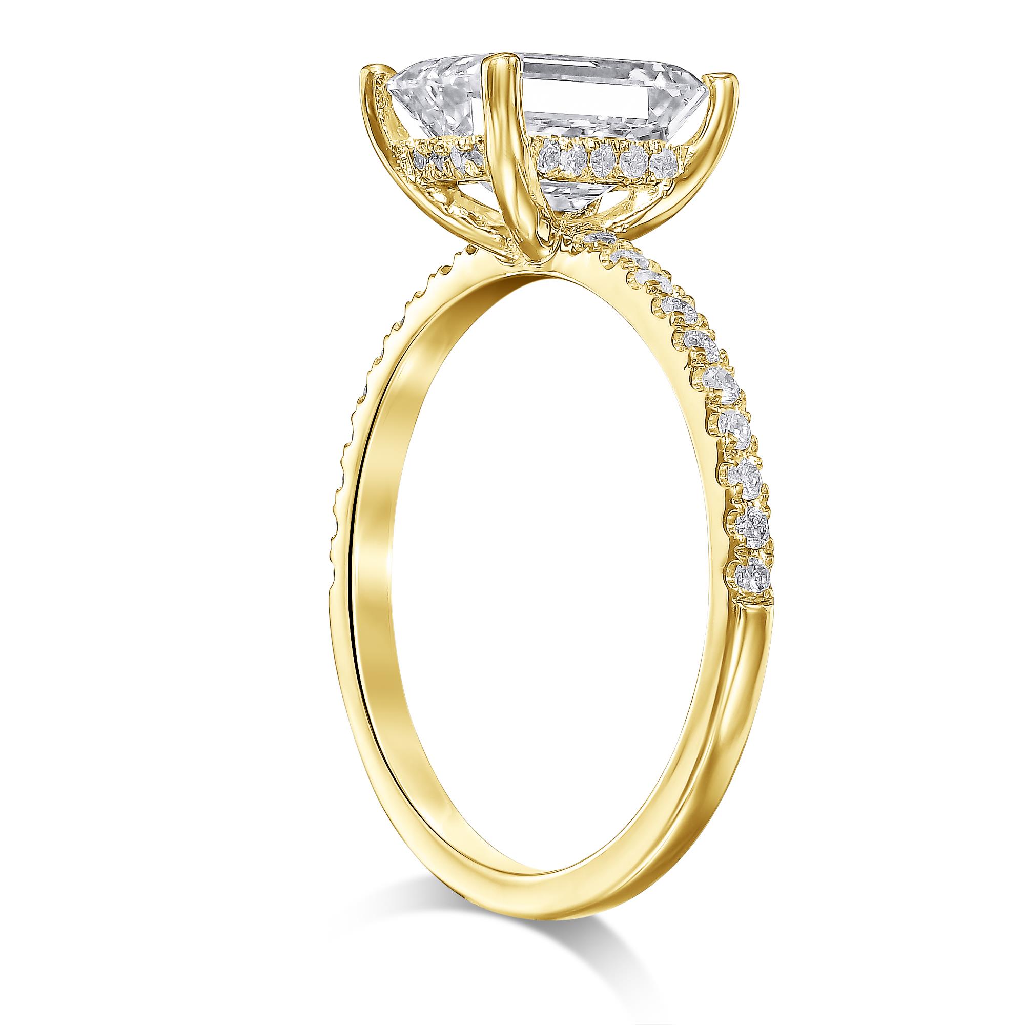 yellow gold hidden halo engagement ring