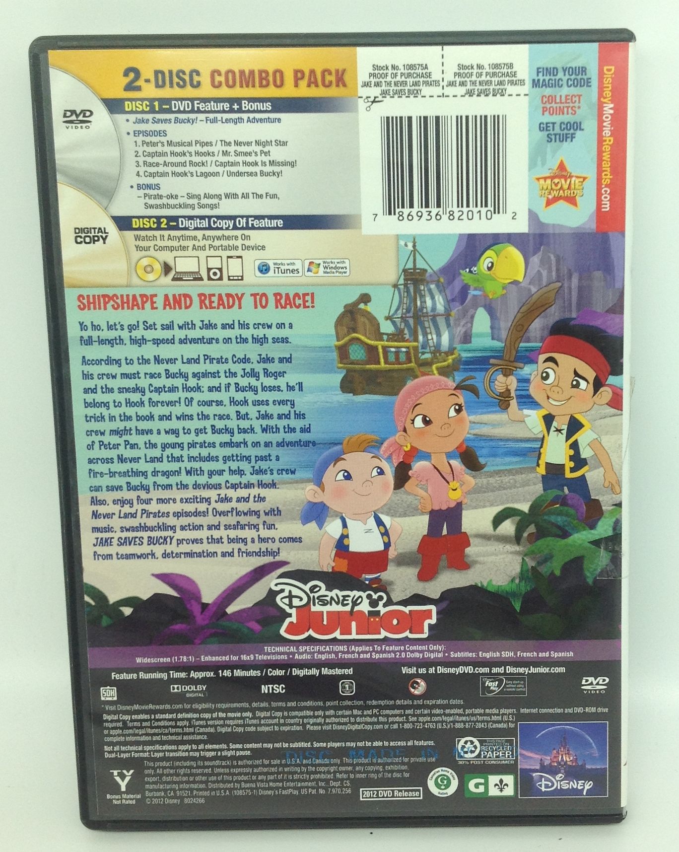 Jake And The Neverland Pirates Jake Saves Bucky Dvd 2012 2 Disc Set 786936820102 Ebay