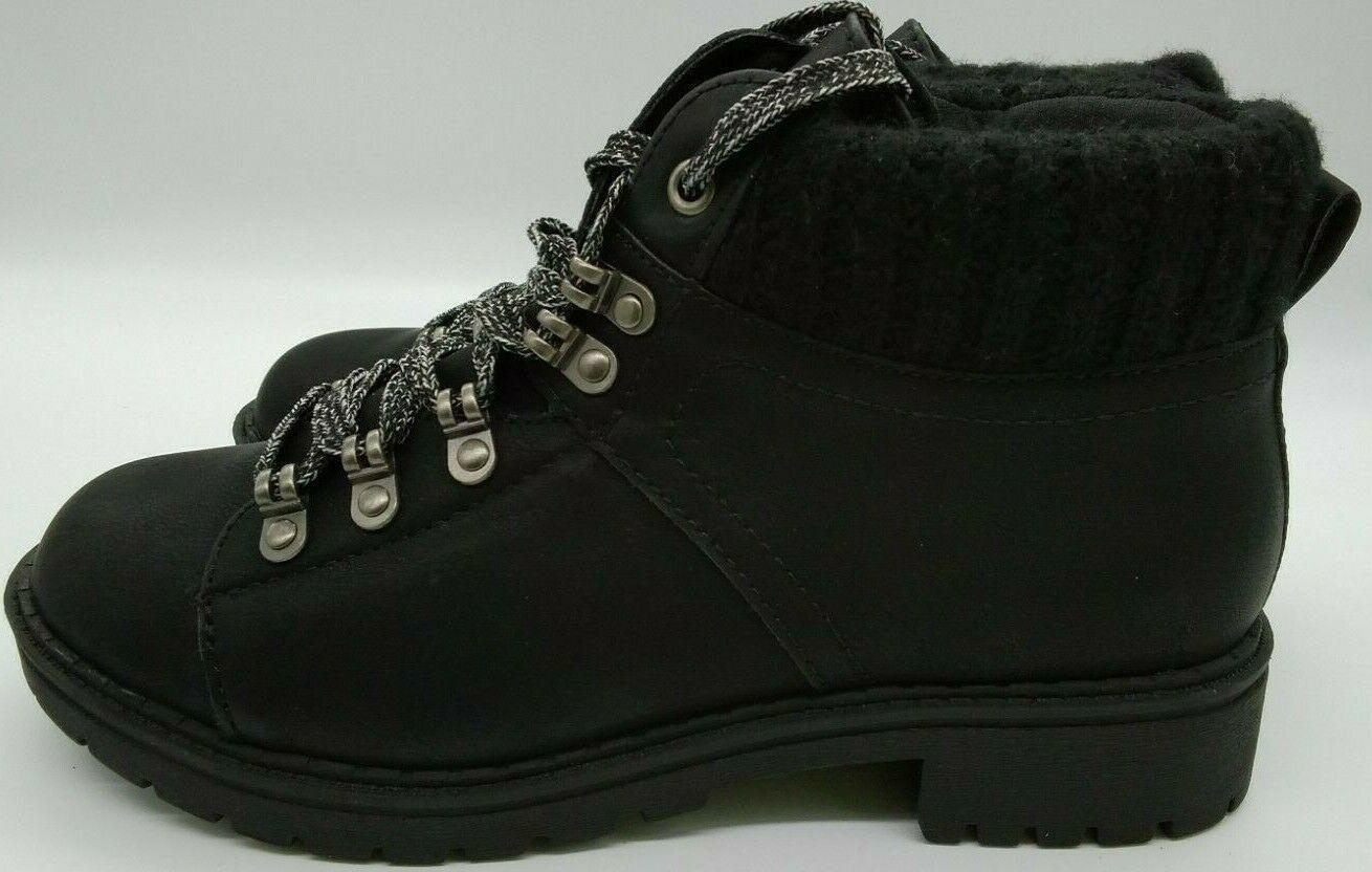 Time And Tru Womens Black Lace Up Round Toe Ankle Boots Shoes Size 6.5 ...