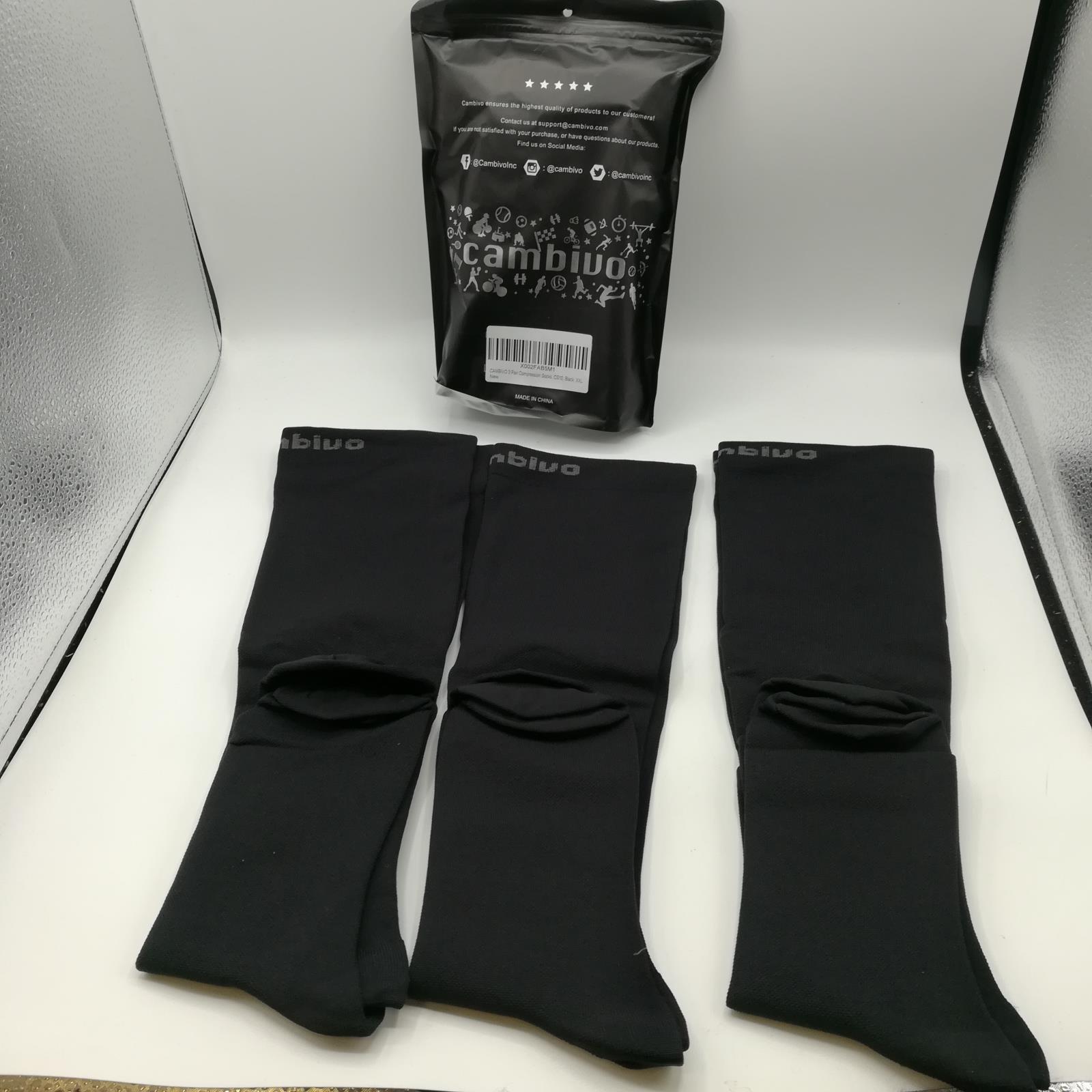 New CAMBIVO 3 Pairs Compression Socks CS10 for Women and Men, Size XXL ...