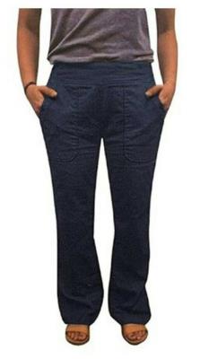 Wahine Blue Women's Pants Pull On Stretch Wide Band Loose Fitting Trousers New - Picture 6 of 6